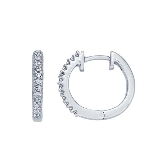 14K Gold Diamond-Set Hinged Hoop Earrings