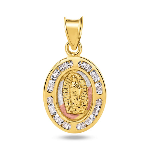 14K Yellow Gold Guadalupe Clear CZ Pendant