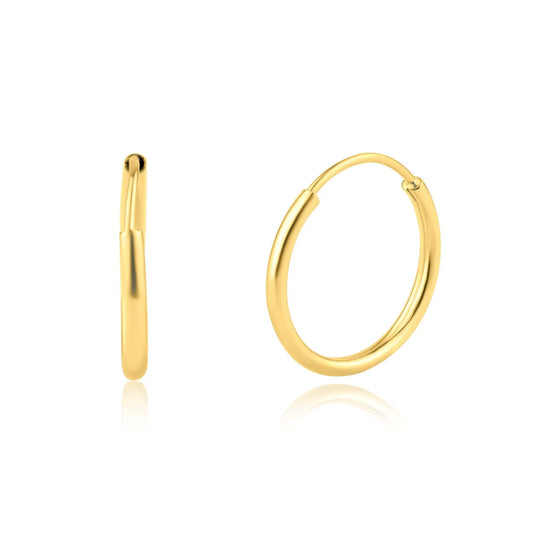 14K Yellow Gold Huggie Hoop Earring