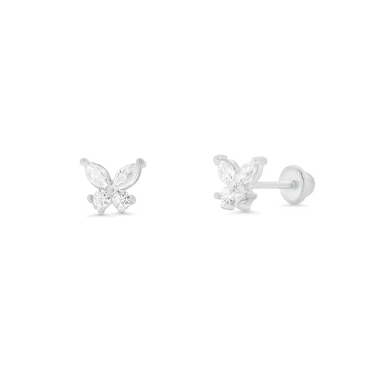 Silver CZ Butterfly Earring