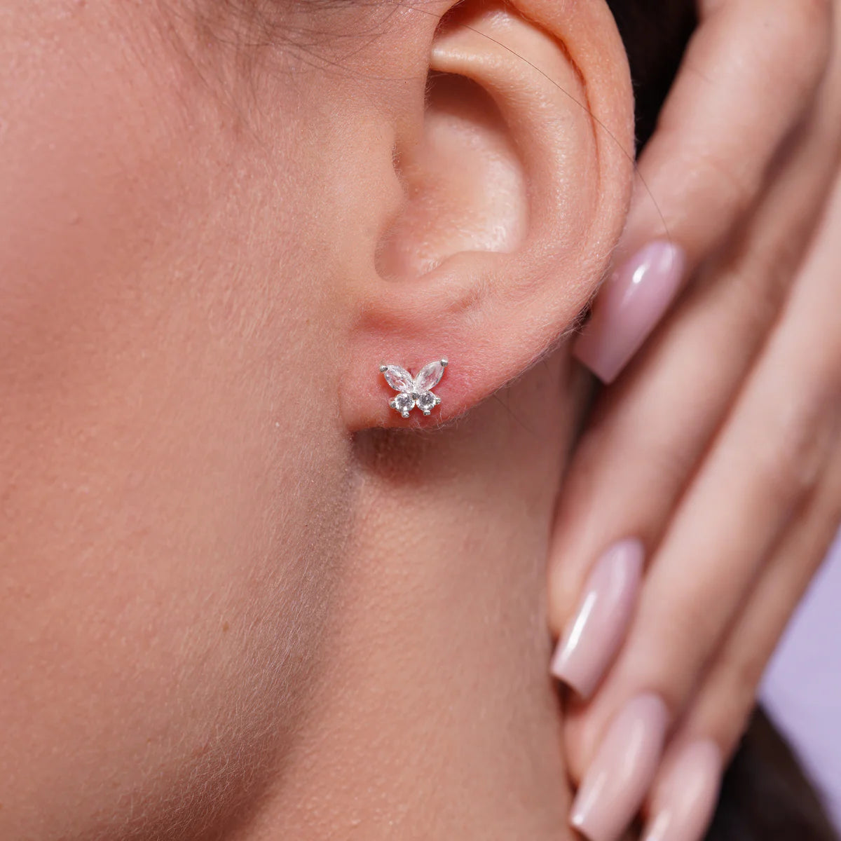 Silver CZ Butterfly Earring
