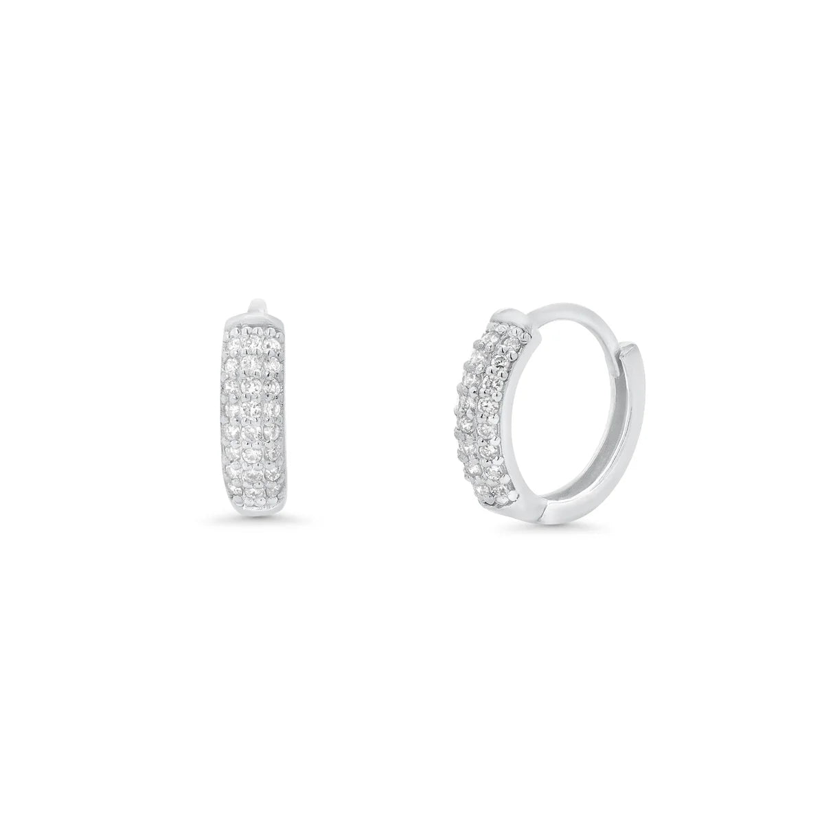 Sterling Silver 9mm Lab Grown Diamond Huggie Hoops Earrings