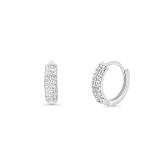 Sterling Silver 9mm Lab Grown Diamond Huggie Hoops Earrings