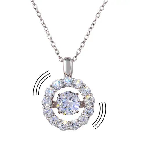Sterling Silver Dancing CZ Open Round Pendant