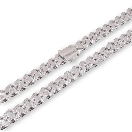 925 Sterling Silver 10.5mm Diamond Cut Miami Curb Link Chain