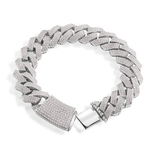 925 Sterling Silver 13.5mm Moissanite Curb Bracelet