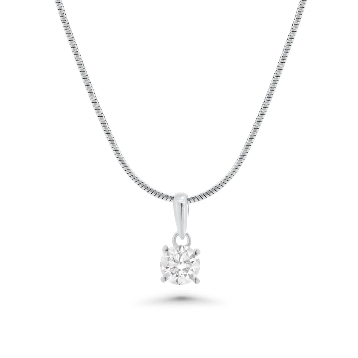 Sterling Silver Moissanite Stone Four Prong Pendant