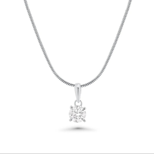 Sterling Silver Moissanite Stone Four Prong Pendant